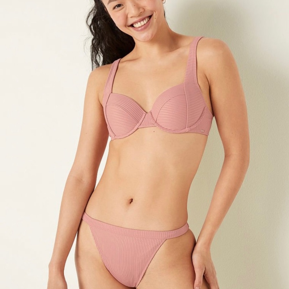 Victorias Secret Pink high waisted ribbed bikini bottom